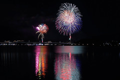 河口湖冬花火（大池公園・畳岩）