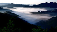 5月の野迫川村雲海景勝地から
