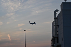 夕焼けの飛行機