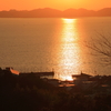 夕暮れの港町