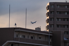 マンションの向こうから