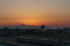夕焼け富士山