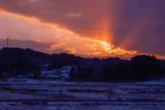 寒波到来（ある朝の田園風景）