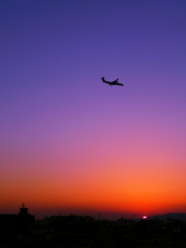 夕陽とともにランディング