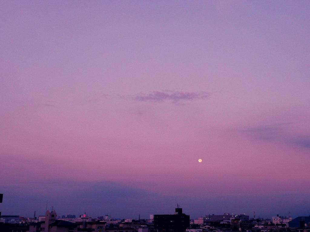 夜明けの満月