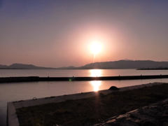 中海　江島から見えた夕陽