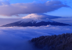 湧き上がる雲海に浮かぶ樹氷の島