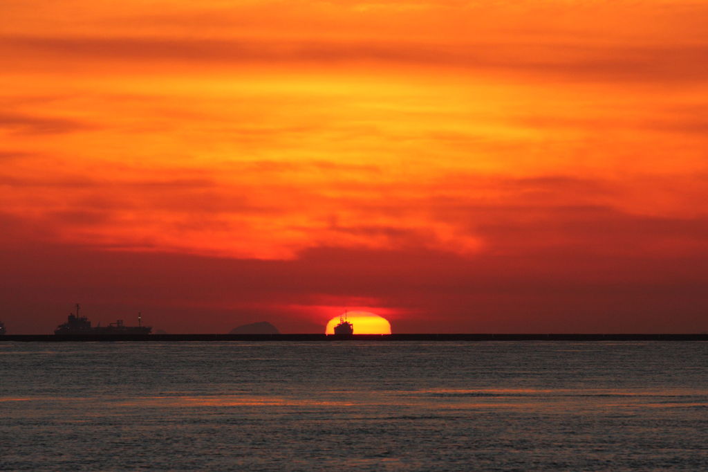 博多港の夕景