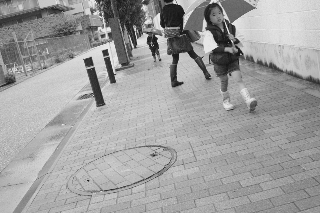 Parents on a rainy day