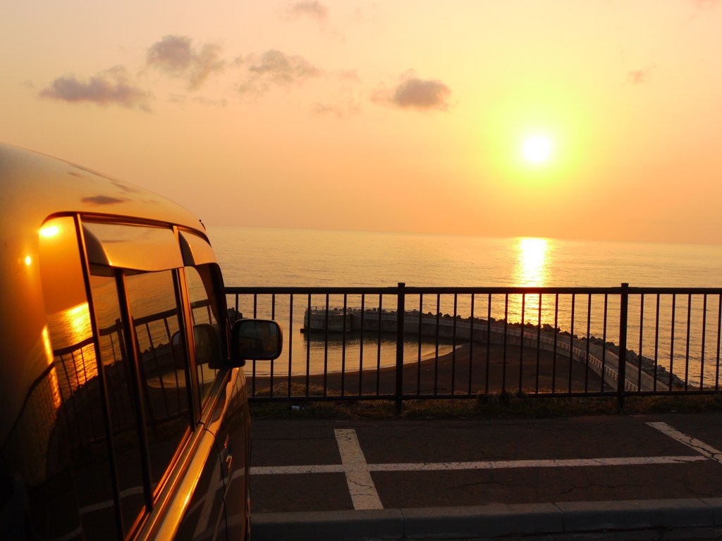 夕焼け　海　 愛車　☆
