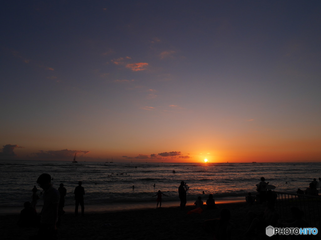 南国の夕陽（ワイド端）