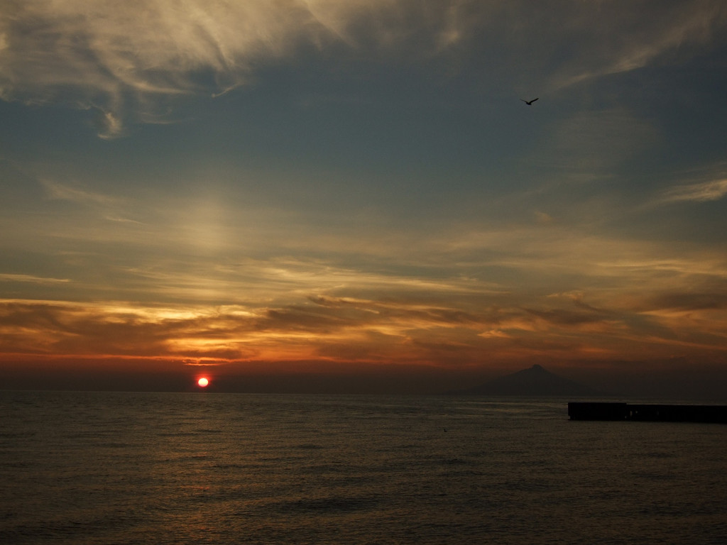 利尻と夕日