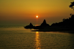 出羽二見：夕陽