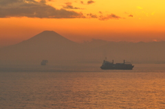 夕景の富士山