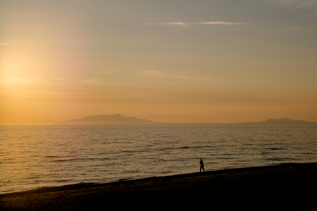 夕陽めがけて