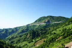 横手山を見上げ