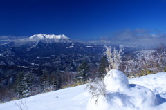 御岳と雪だるま