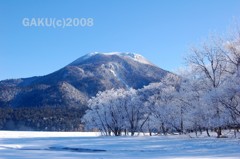 霧氷と雄阿寒岳