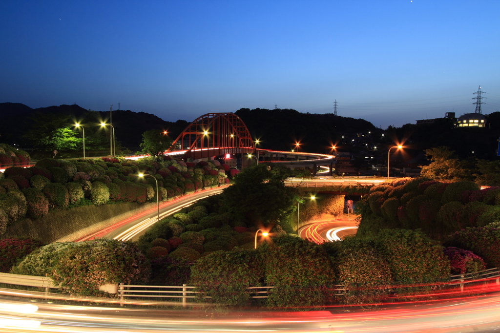 赤い橋の夜景