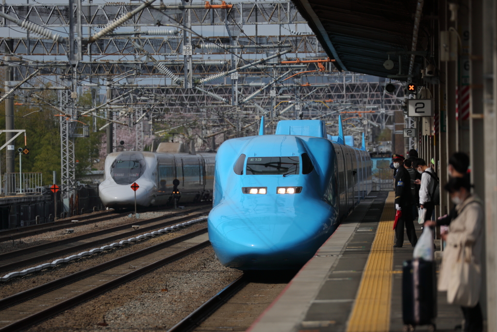 青い新幹線　登場