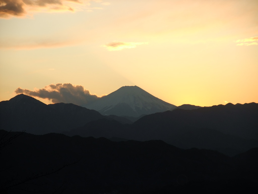 富士山に沈む夕日
