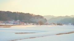 福島県昭和村　朝方の景色