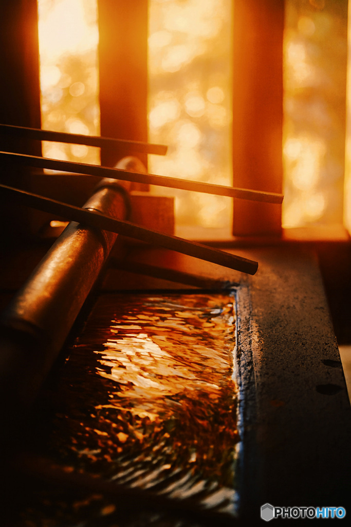 愁泉、社のほとり