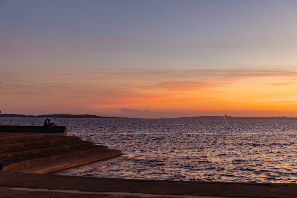 夕暮れ海岸