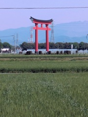 県道にかかる鳥居