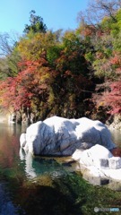 紅葉と白い岩〜沢入駅周辺