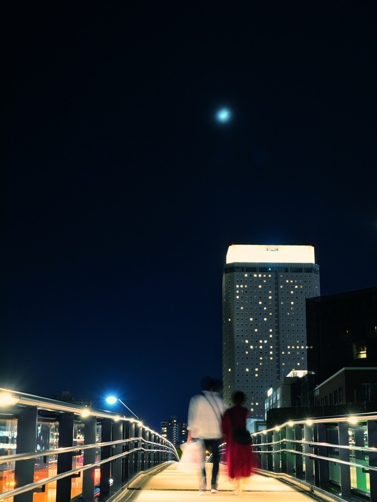 夜の散歩スナップ　朧月夜