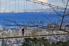 吊り橋と別府湾