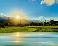 夕陽と富士山