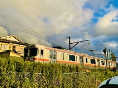 夕景…振り返れば電車