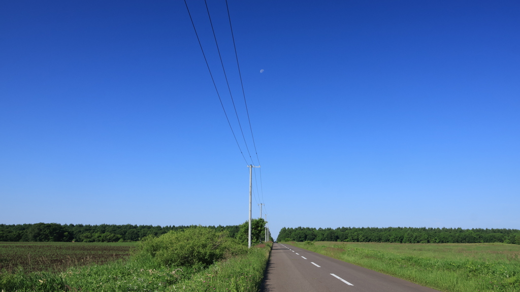 青空に小さな月