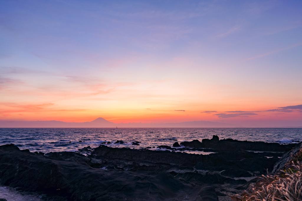 三浦荒崎海岸夕陽
