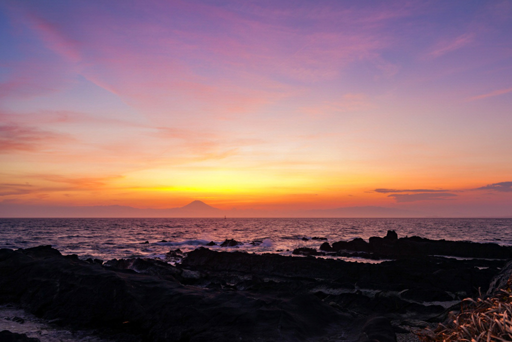 三浦荒崎海岸夕陽