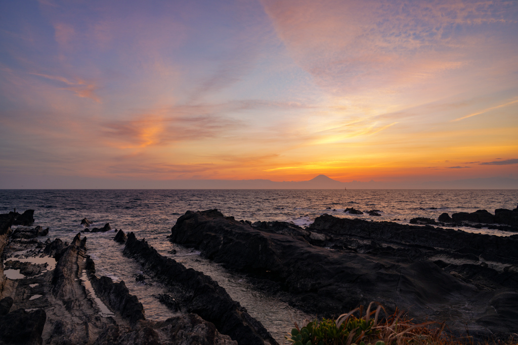 三浦荒崎海岸夕陽