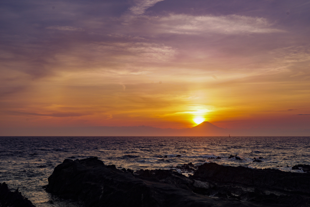 三浦荒崎海岸夕陽