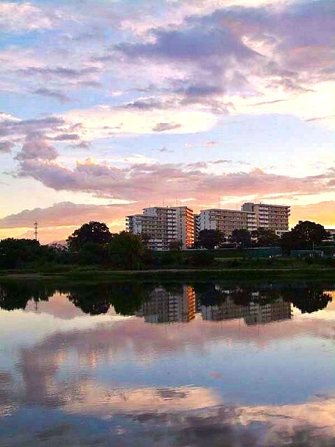日の出前の河川敷