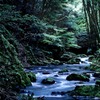 光芒に照らされた急流