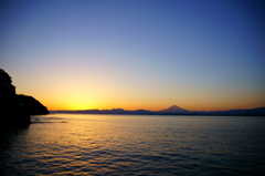夕陽と富士