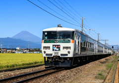 富士山を背景に