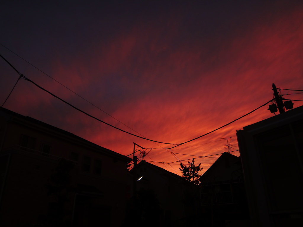 住宅地の夕焼け