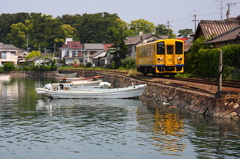 ローカル線の漁村の風景