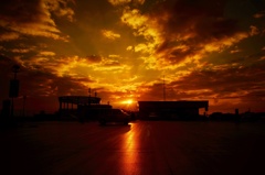 屋上の夕景