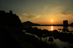 犬山の夕日
