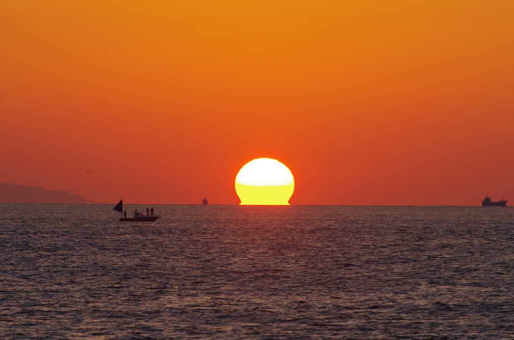 明石のダルマ夕日