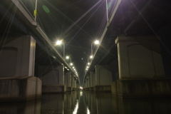 夜の琵琶湖大橋