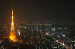 夜の東京とタワー